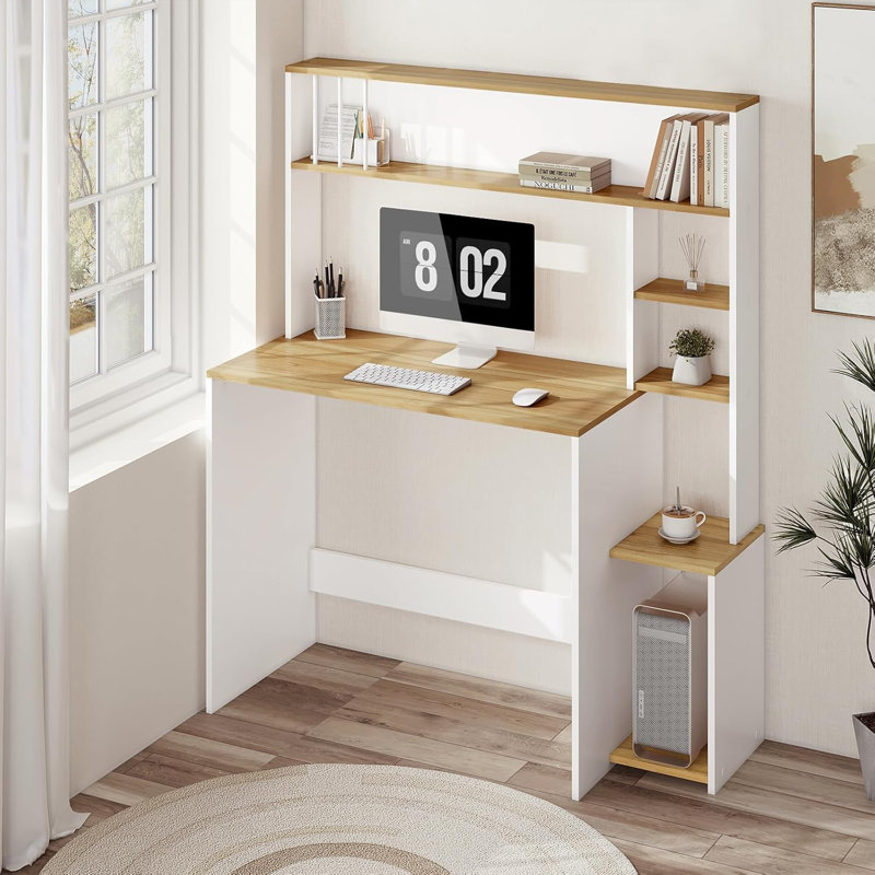 Raelee Desk, Brown/White
