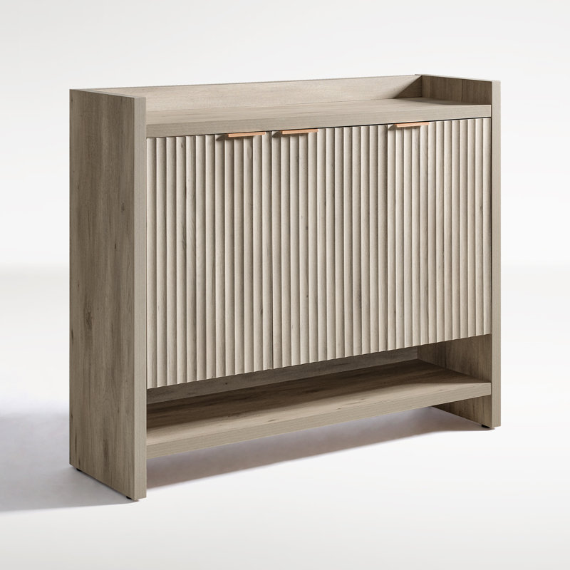 Nicolee 30 Pair Shoe Storage Cabinet, Greige Oak