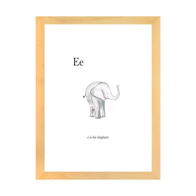Décoration murale Ee Is For Elephant Kids, H 32 po x l 24 po x P 1 po, Papier encadré naturel