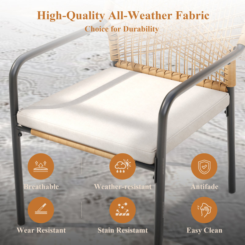 6-Person Rectangular Outdoor Patio Dining Set With Stackable Armchair