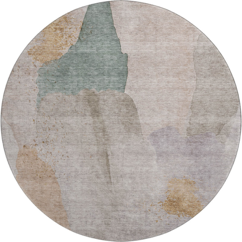 Premium Machine Washable Mouton Abstract Rug, Round 8'