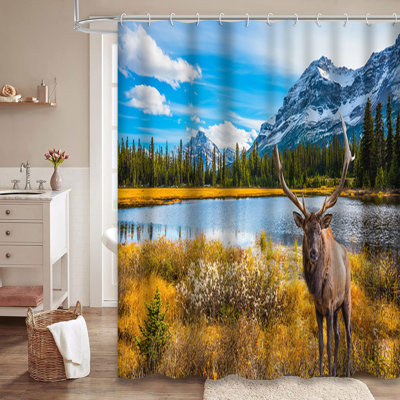 Canada French Golf Course Autumn Park Shower Curtain with 12 Hooks