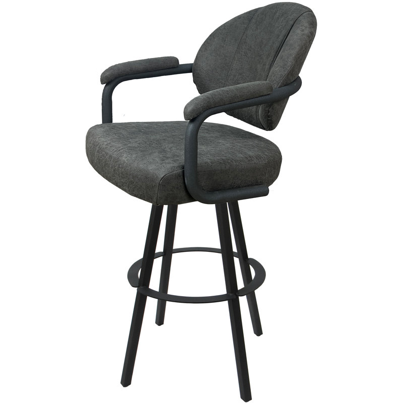 Tabouret de bar pivotant en métal Leandra, Mélange de polyester Elk / cadre gris