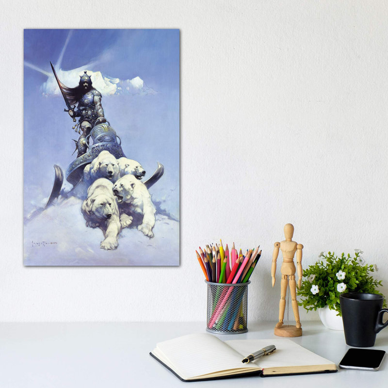 Silver Warrior by Frank Frazetta - Wrapped Canvas Painting, 30.48cm H x 20.32cm W x 1.91cm D