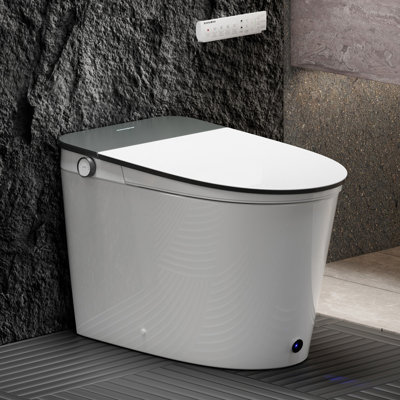 Toilette de luxe intelligente avec micro-gravité, couvercle à ouverture et fermeture automatique, bouclier en mousse, désinfection UFB avancée, chasse d'eau mains libres, siège chauffant plus large, laveuse et sécheuse à eau chaude