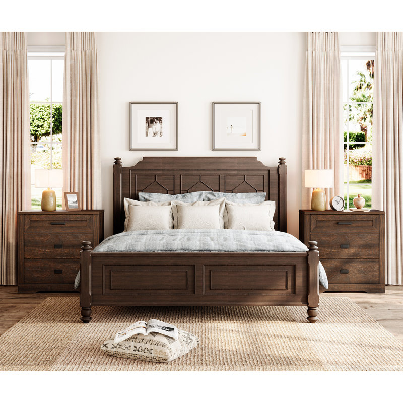 Laziza Large Nightstand For Bedroom, 31.5" Wide Modern Farmhouse Bedside Table With Drawers,32'' H X 31.5'' W X 15.4'' D,