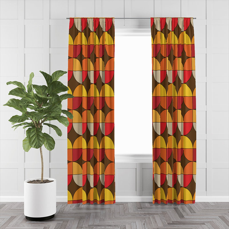 Paire de rideaux semi-transparents à motif géométrique Wavy, L 40 po x L 61 po