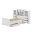 Lit plateforme simple en bois avec armoire verticale et 4 tiroirs de chaque côté-108172057