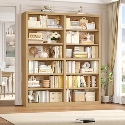 Bibliothèque moderne autoportante à 6 niveaux de H 72,8 po, l 62,9 po avec 12 compartiments ouverts pour votre bureau personnel, bibliothèque, salon
