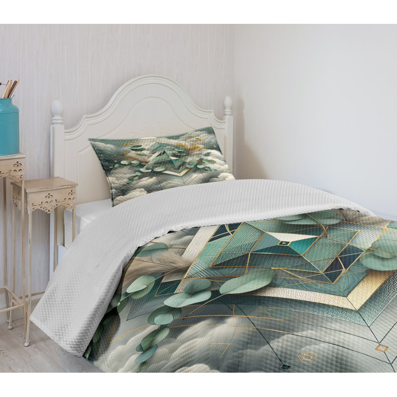 Polyester Geometric Shapes Coverlet, Twin Coverlet / Bedspread + 1 Standard Sham