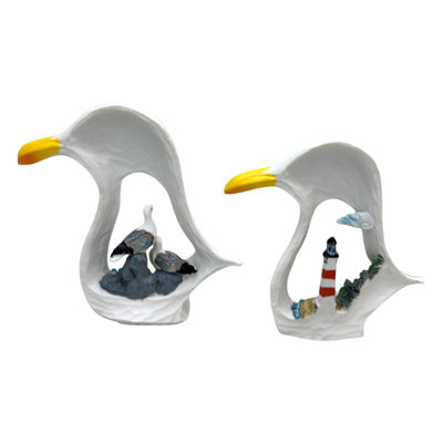 Ensemble de 2 têtes de mouette assorties avec figurines décoratives nautiques