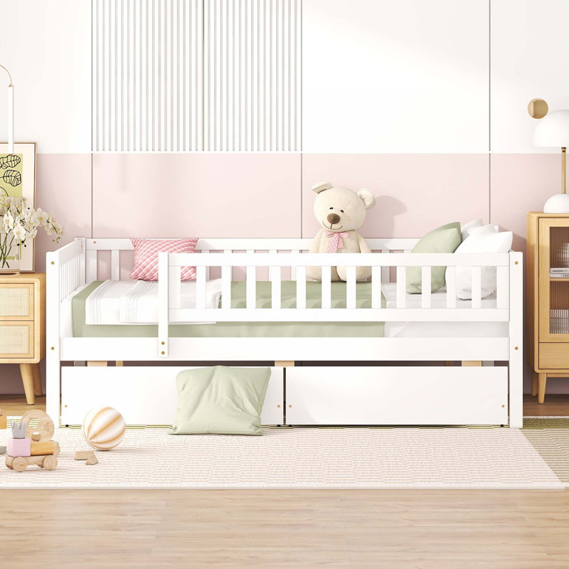 Daybed Wood Bed With Two Drawers, Full/Double, White