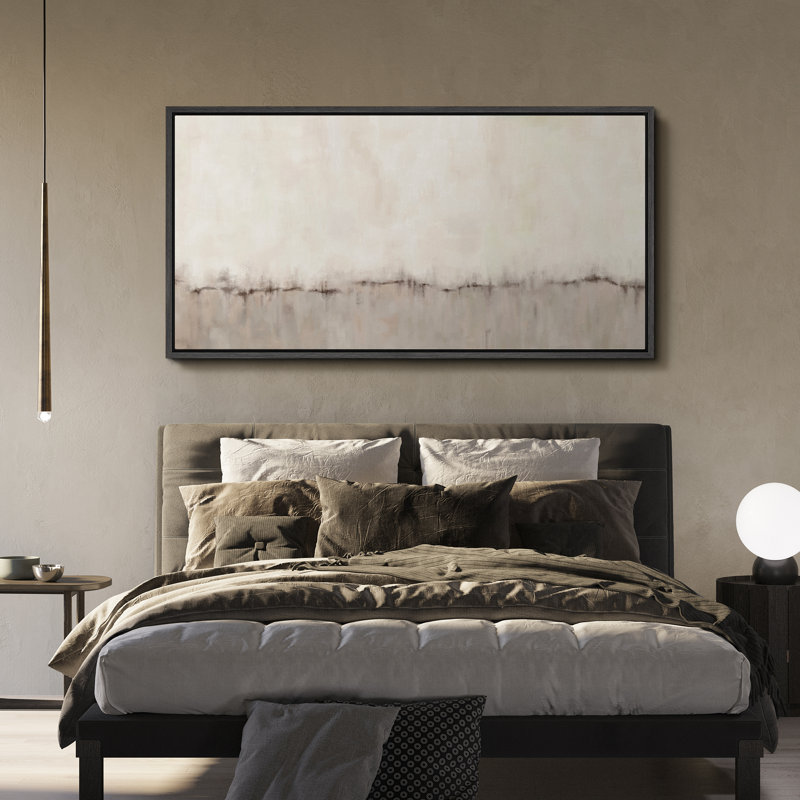«Minimal Landscape Minimalist Abstract Design in Soft Neutrals», art extra large, art mural, Noir, noir, noir, noir