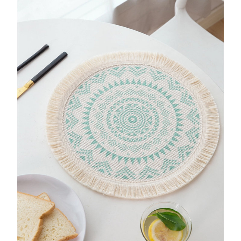 Ensemble de napperons en coton 4 pièces, Vert