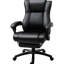 Chaise de bureau à haut dossier en similicuir noir - hauteur de siège réglable, repose-pieds rétractable, profondeur de travail de 27,29 po,