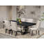 L'ensemble de salle à manger 7 pièces se compose d'une table à manger et de 6 chaises de cuisine en tissu de lin crème et de pieds noirs avec dossier capitonné - finition noir sablé.-708555906-737156494-737156495