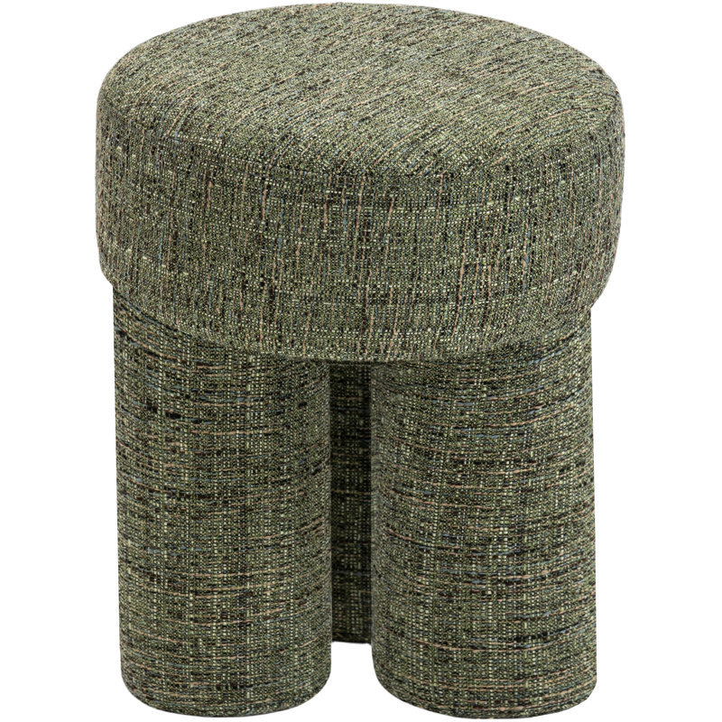 Larson 14.5" Wide Square Standard Ottoman, Green Polyester Fabric
