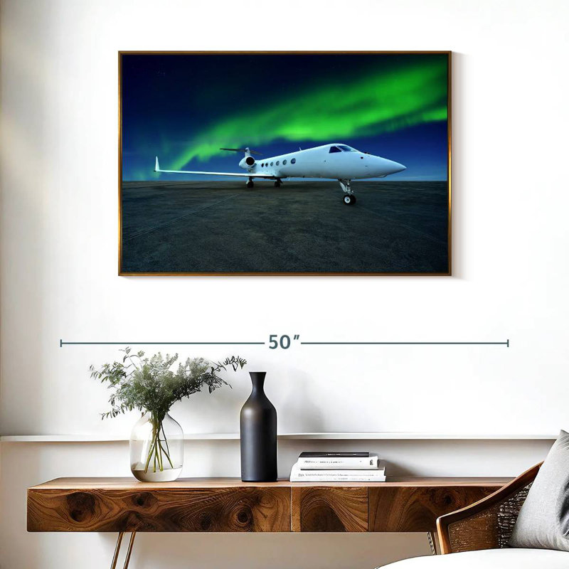 Avion Northern Lights, Cadre flottant doré, 37 po x 25 po