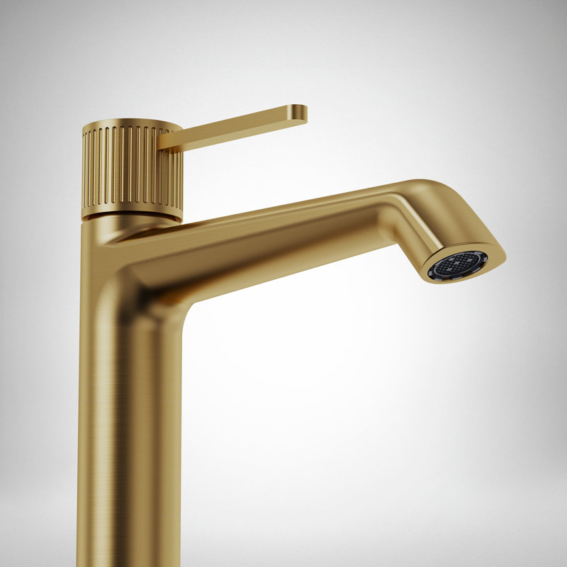 Robinet de salle de bain à un trou avec ensemble de drain, robinet de lavabo de salle de bain à poignée simple, Brushed Gold