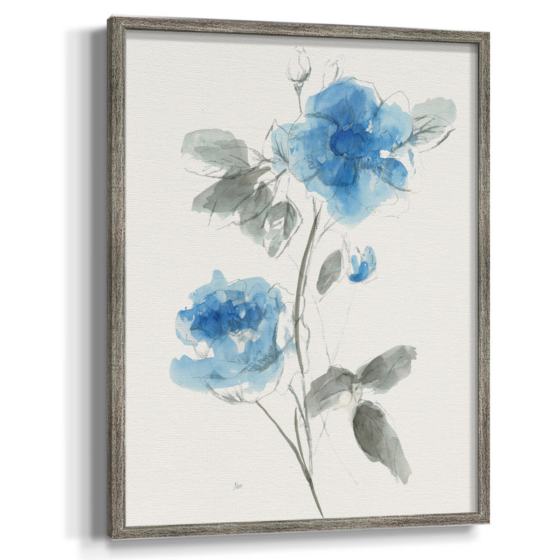 Sketchy Blue I Framed Print - Solid Wood, 11" H x 9" W