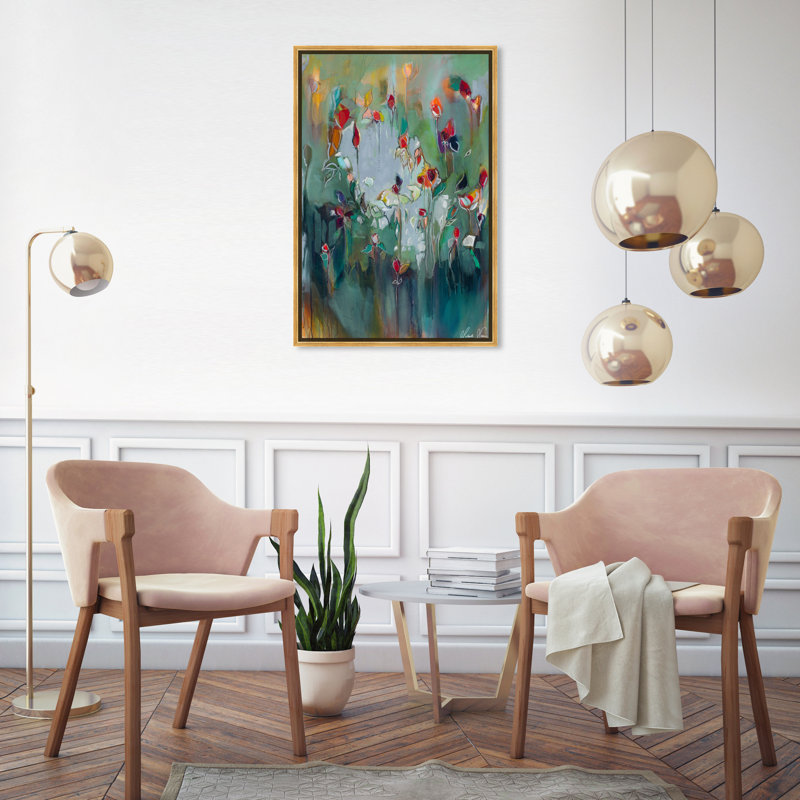 Abstrait Michaela Nesim - impression sur toile tendue, H 54 po x l 36 po, Cadre flottant doré