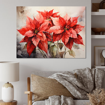 Fleur de poinsettia rétro sur toile