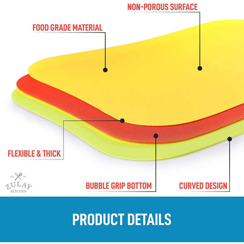Zulay Kitchen Extra Thick Flexible Cutting Board Mats - Curved Edge