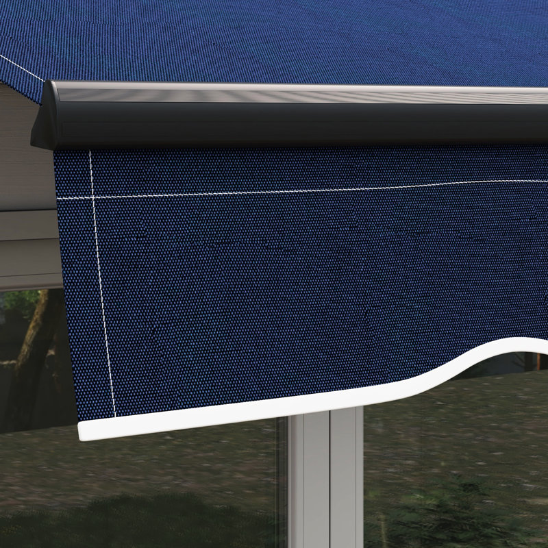 Auvent de patio rétractable 10 pi x 8 pi avec pare-soleil réglable manuellement. Tissu 280 g / m², structure en aluminium. Bleu pour terrasse, balcon, auvent de jardin rétractable, abri. UV30 + protégé