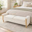 Banc de rangement moderne rembourré de 167 cm de large avec couvercle double et tissu chenille