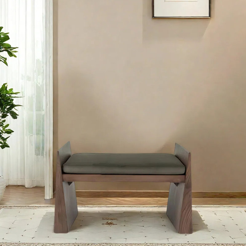Banc de magasin de vêtements de repos en bois massif simple, H 21,65 po x l 39,37 po x P 17,72 po
