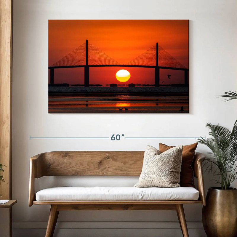 Coucher de soleil sur le pont Lilie, H 32 po x l 48 po
