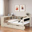 Lit plateforme avec tablettes de rangement, tiroirs, station de charge, bureau et tête de lit tapissier-2060803986-2060803985