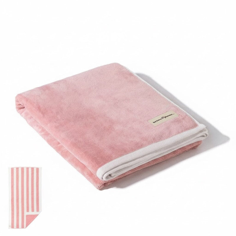 Striped 100% Cotton Beach Towel, Crew Pink Striped