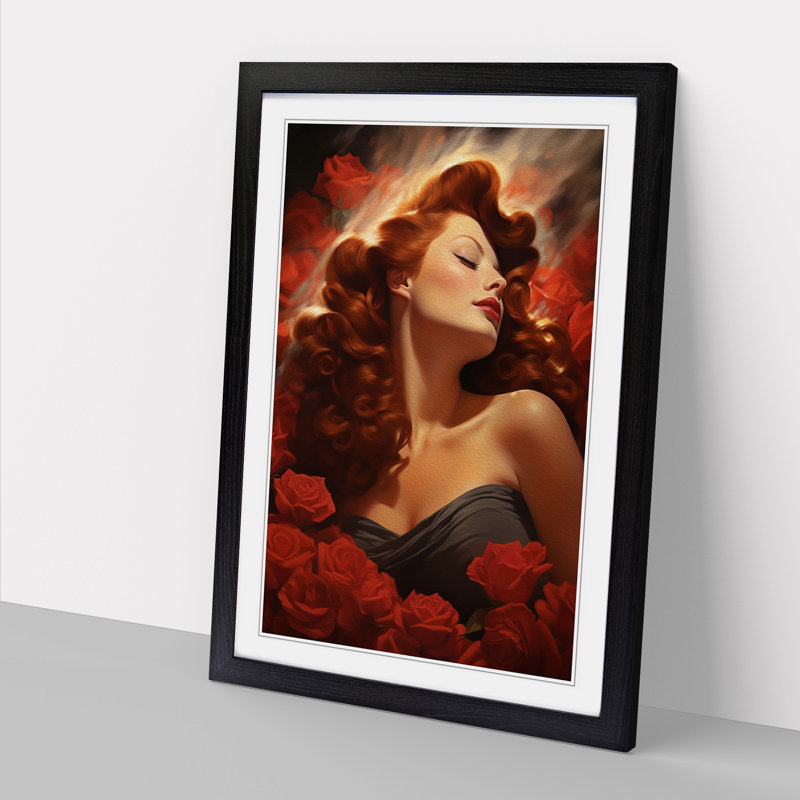 Red Headed Woman Romanticism - Framed Print, Black, 34cm H x 25cm W x 2cm D