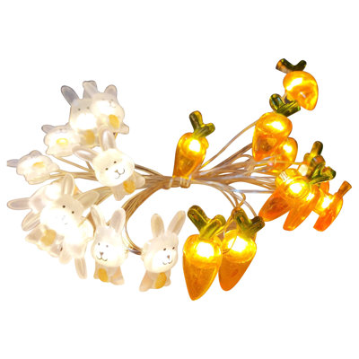 Easter Bunny LED String Lights 20 Lights 6.8Feet USB Charging For Decorative