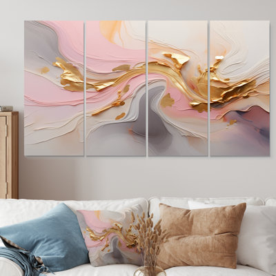 Tourbillon tourbillonnant d'or glamour - art mural abstrait 4 pièces