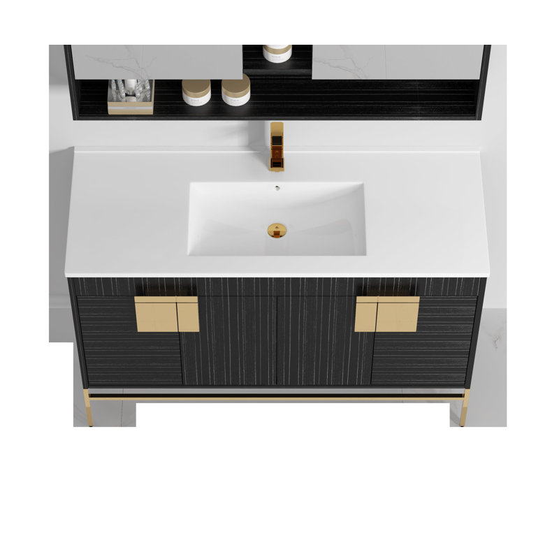47'' Single Bathroom Vanity with Ceramic Top, Dawn Gray