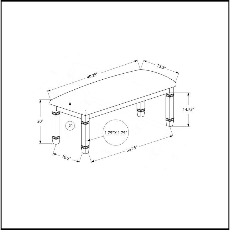 Banc, 41 po rectangulaire, cuisine, salle à manger, entrée, chambre à coucher, revêtement, bois, bois massif, tissu d'aspect lin, transitionnel