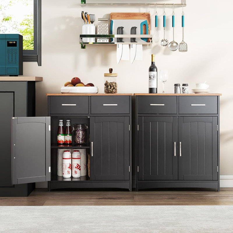 Buffet moderne avec rangement, buffet en chêne, noir