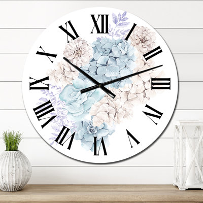 Winter Bouquet in Pastel Flowers V - Traditional Wall Clock