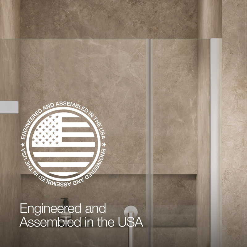 Components 33-5/8-In34-3/8-In W X 71-1/2-In H Frameless Pivot Shower Door With 3/8-In Crystal Clear Glass And Back-To-Back Vertical Door Pulls