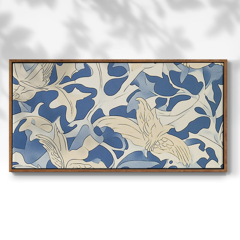 Série abstraite -8 - Toile tendue avec châssis encadré - Prêt à être accroché, H 17 po x l 33 po, Noyer