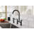 Black 3-Hole Deck Mount Bridge Kitchen Faucet with Side Sprayer (Stainless Steel)-120089034