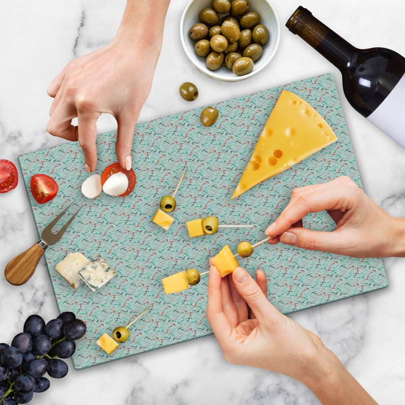 Ambesonne Anchor Cutting Board Large Size Sailor Adventure Retro Multicolor
