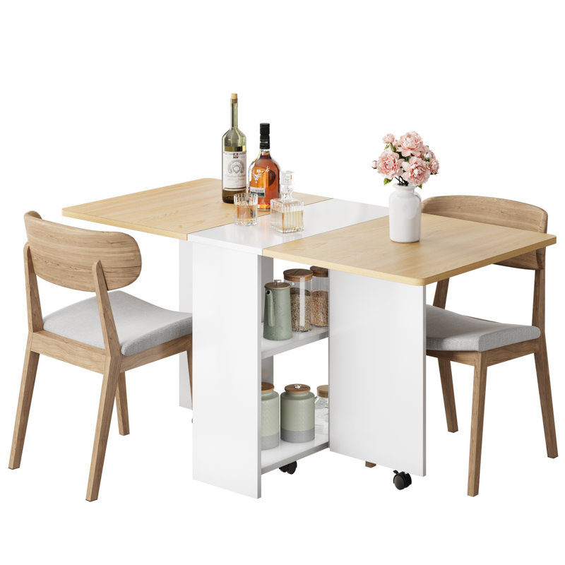 127.3Cm x 79.8Cm Dinning Table with Wheels, Natural Oak