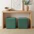 Modern Square Upholstered Ottoman with Solid Wood Frame Set Of 2