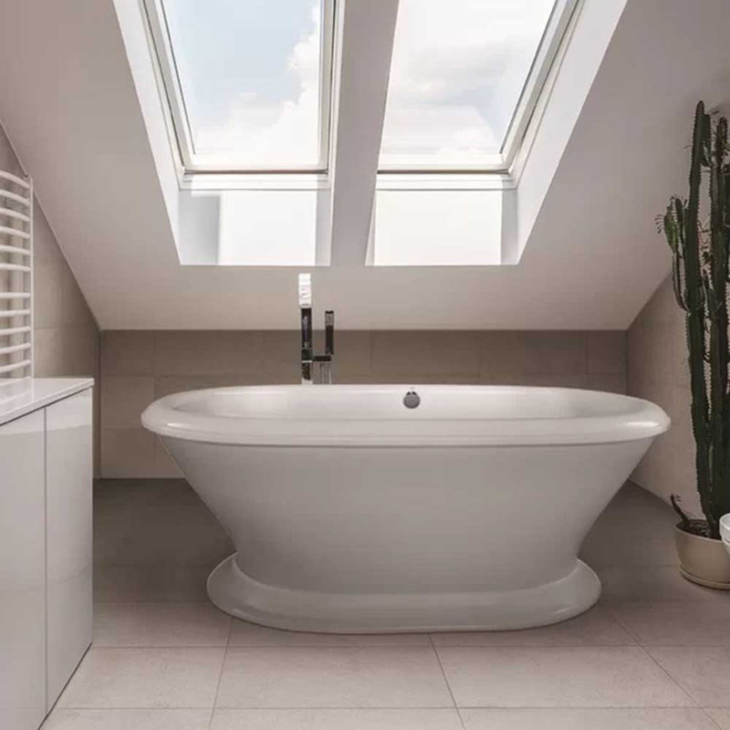Lauren 70'' x 40'' Soaking Acrylic Bathtub, Satin Chrome
