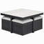 Ensemble de table basse et repose-pieds Modernes en faux marbre avec rangement caché