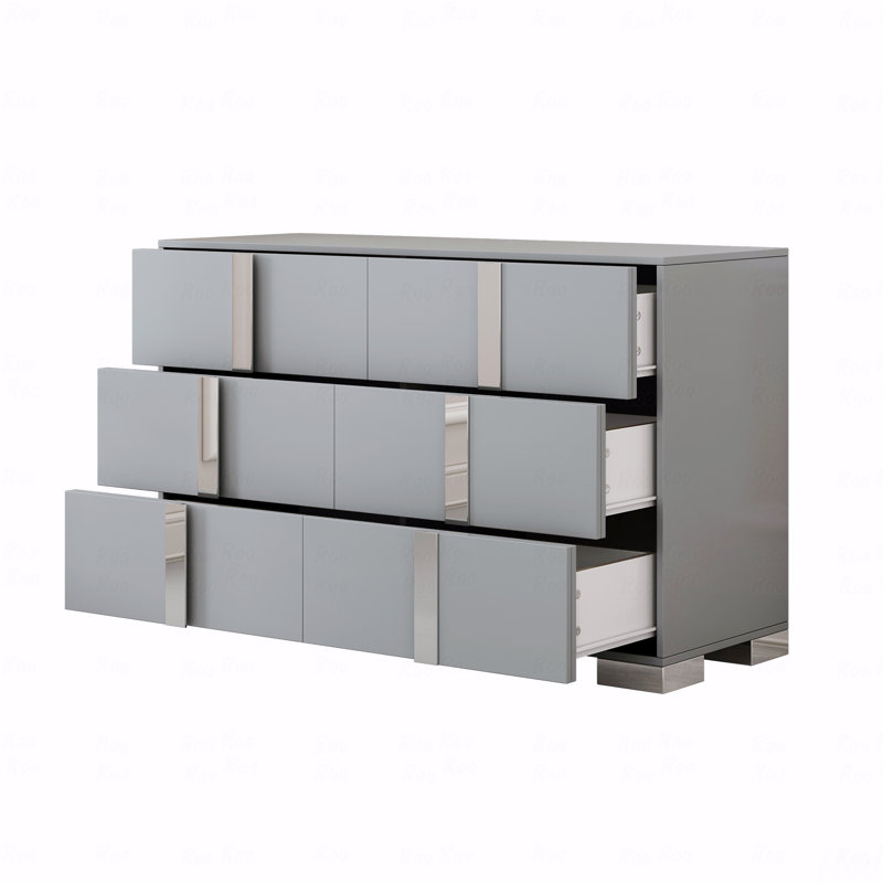 Commode élégante de style moderne avec pieds en métal, avec armoire de rangement en miroir (commode / commode) à 6 tiroirs