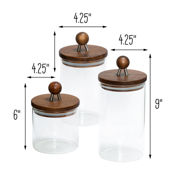 Extra Large Glass Canister with Airtight Wooden Lid, Set of 2